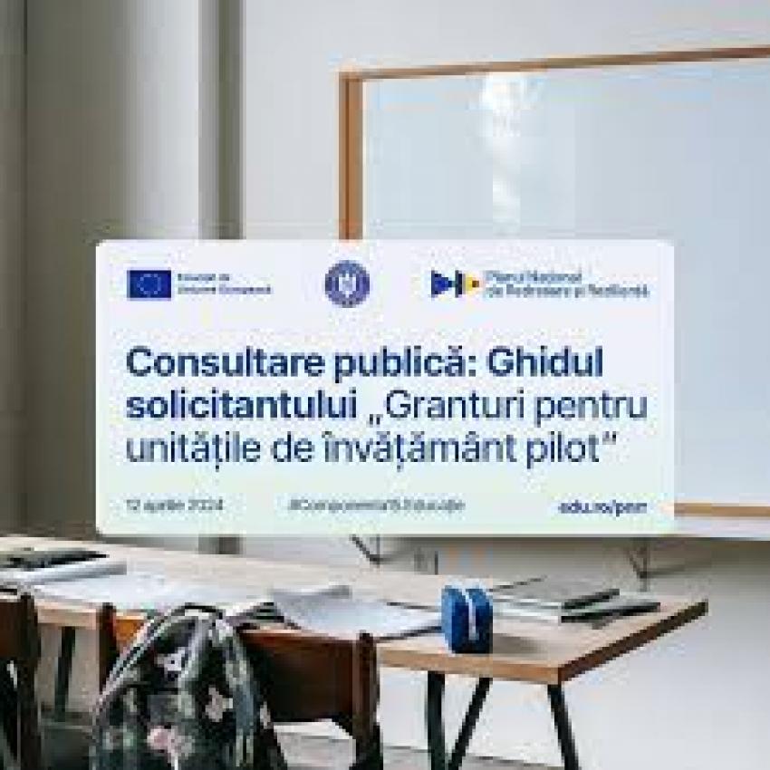 S- a lansat apelul de proiecte pentru unitățile de învățământ pilot!